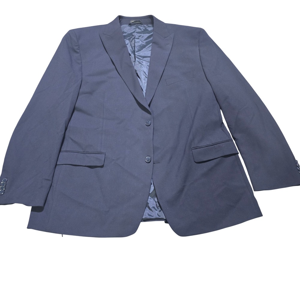 Sean John Blazer Mens 48L Navy Blue Two Button Stretch Suit Jacket
